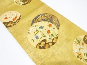 丸に菊藤・枝梅模様織出し袋帯